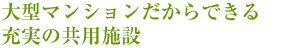 大型マンションだからできる充実の共用施設